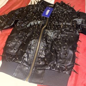 Spiked Kids Leather Jacket ... size 6T I made this jacket myself.